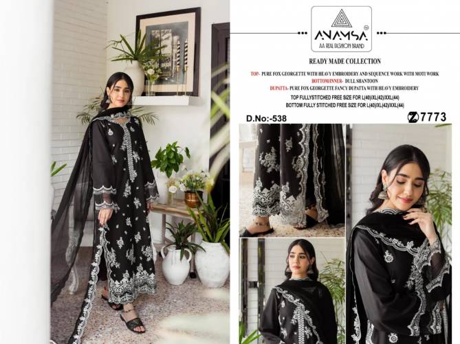 Anamsa 538 Faux Georgette Embroidery Pakistani Suits Wholesale Price In Surat